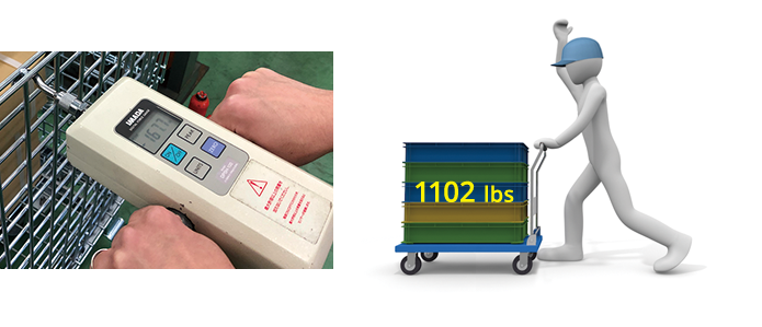 Pushable 1102 lbs trolley by one hand!